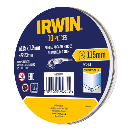 Irwin Metal Cut Off Disc 115mm 10pk - Aluminium Oxide - 2mm Thickness – view 2 - Auzzistore