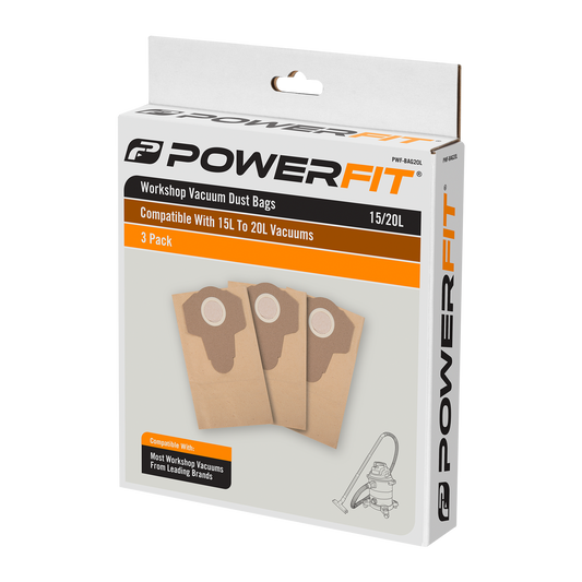 Powerfit 20L Dust Bag 3 Pack - Paper - Easy To Carry - Compatible With Ryobi