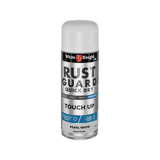White Knight Rust Guard Touch Up Spray Paint 300g Pearl White Gloss