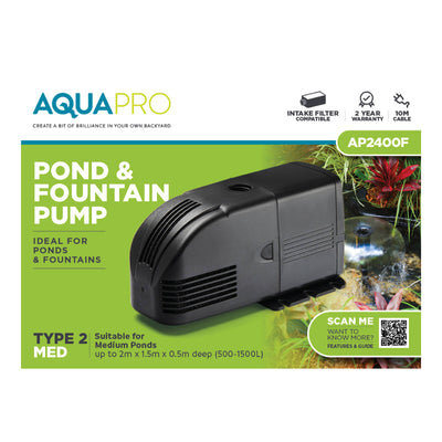 Aquapro AP2400F Pond Pump - 2.58kg - Submersible - Silent Operation