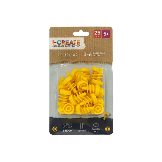 I Create Mini Screws - Cardboard Fasteners 25 Pack - 1-3 Layers - Yellow