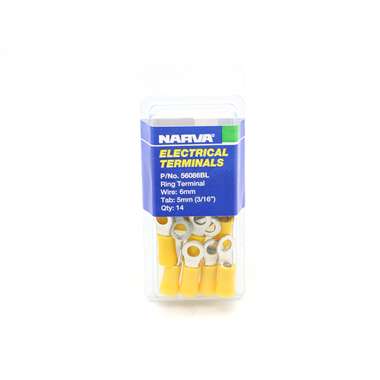 Narva Yellow Flared Vinyl Insulated Ring Terminal 5mm 14 Pack - Auzzistore