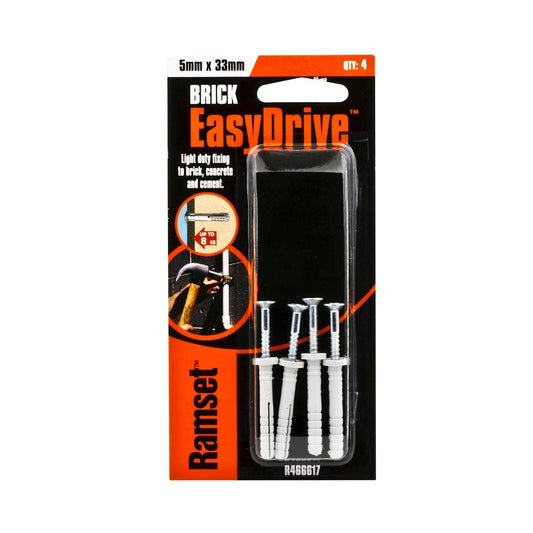 Ramset Easydrive Masonry Anchor - 5 x 33mm - Carbon Steel - Light Duty - 4 Pack - Auzzistore