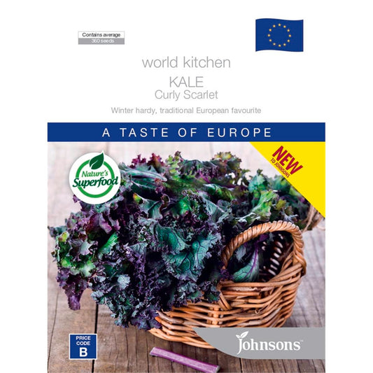Johnsons World Kitchen Curly Scarlet Kale Seeds - 95mm - Superfood - Auzzistore