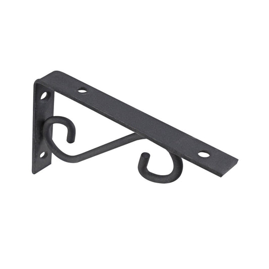 Carinya Scroll Stayed Bracket - 250 x 125mm - Powder Coated Steel - Black - Auzzistore