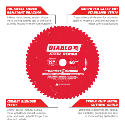 Diablo Circular Saw Blade - 305mm Steel - 60 Teeth - Durable Cuts
