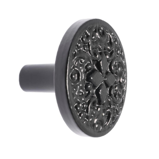 Lane Black Round Iron Knob - 40.97mm x 31.78mm x 40.97mm - Matte Black