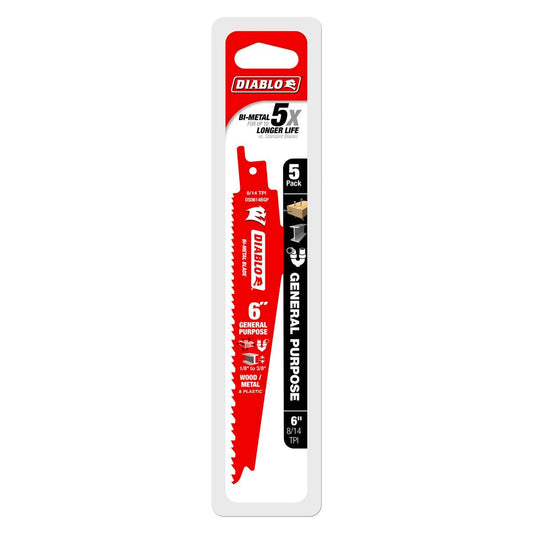 Diablo Reciprocating Saw Blades - 6" - Bi-Metal - Durable - 5 Pack