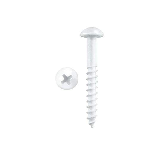 Pinnacle White Round Head Timber Screw 4.0 x 30mm Metal 20 Pack - Auzzistore