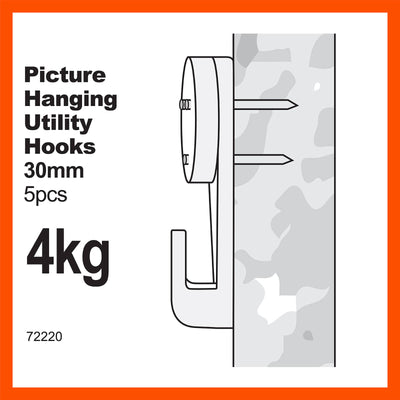 Everhang 4kg Plastic Picture Hanging Hook 5 Pack Easy Install