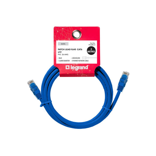 Legrand 2m Cat6 RJ45 UTP Patch Lead - Blue - High-Speed Network Cable
