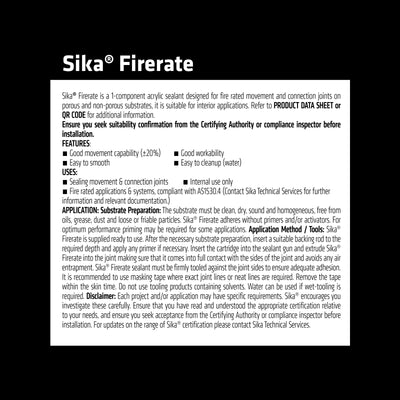 Sika Firerate Acrylic Sealant 310ml Grey Fire Resistance Weatherproof