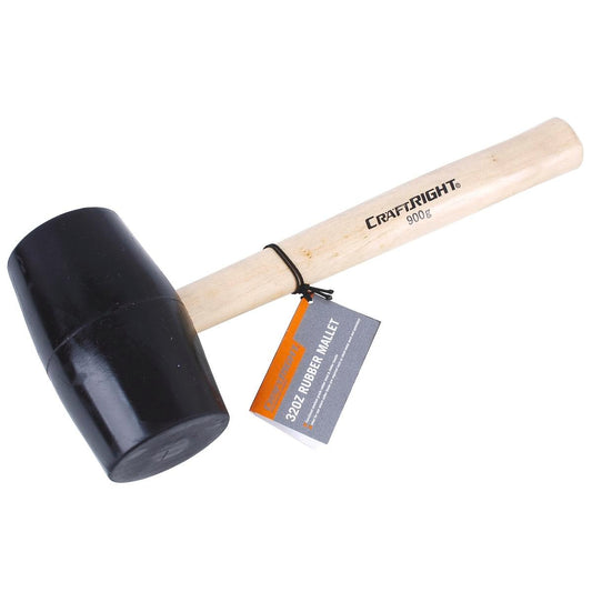 Craftright 32oz Rubber Mallet - Rubber Head - Timber Handle - Bounce-Resistant - Auzzistore
