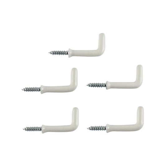 Everhang Square Hook - 25mm - White PVC - Easy Install 5 Pack