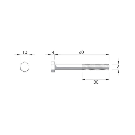 Zenith Hot Dipped Galvanised Hex Head Bolt - M6 x 60mm - 4.6 Grade Steel - 1 Pack – view 2 - Auzzistore