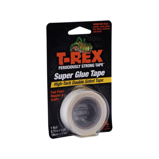 T Rex Clear Double Sided Super Glue Tape 19mm x 4.5m - High-Tack Adhesive