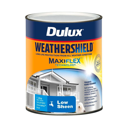 Dulux Weathershield Low Sheen Exterior Paint 1L - Blue - 110mm x 137mm x 110mm - Auzzistore
