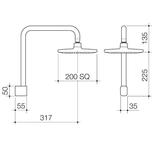 Luna Fixed Overhead Shower - 200mm - Brass - Chrome Finish – view 2 - Auzzistore
