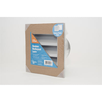 Pacific Air 125mm Aluminium Weatherproof Louvre Vent - Grey - Durable - Pest Resistant