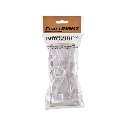 Craftright Clear Safety Goggles - Medium Impact Resistant - 140mm x 42mm x 165mm – view 2 - Auzzistore