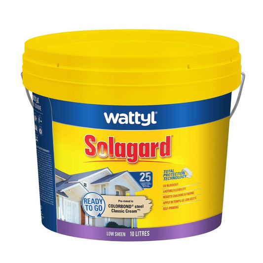 Wattyl Solagard Exterior Paint - Classic Cream - 10L - Low Sheen - UV Protection - Auzzistore