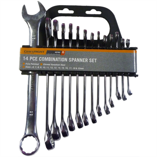 Craftright 14 Piece Spanner Set - Chrome Vanadium Steel - Durable Design