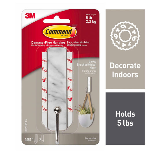 Command Adhesive Hook - Large - Marble Finish - Damage-Free Hanging – view 2 - Auzzistore