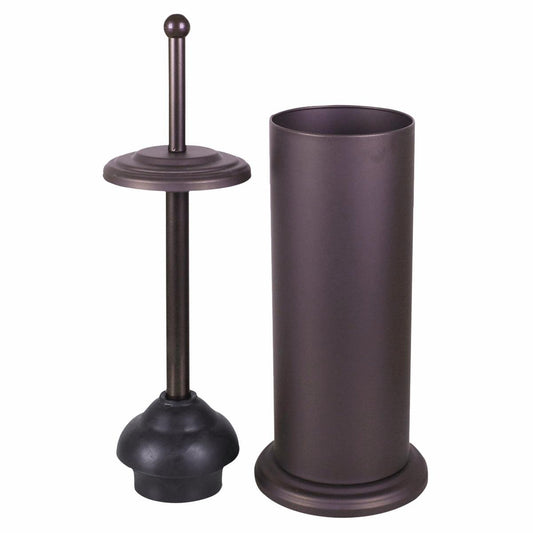 EnduraSeal Black Toilet Plunger with Holder - 165mm x 470mm - Stainless Steel