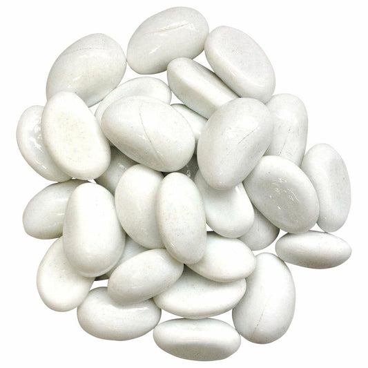 Tuscan Path Moroccan White Glass Pebbles 1kg 30-35mm Decorative - Auzzistore