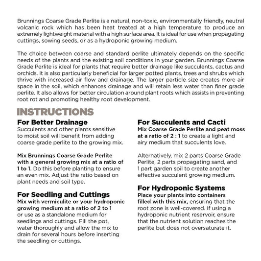 Brunnings 5L Coarse Grade Perlite - Natural Volcanic Rock - 5L - Enhances Drainage and Air Circulation – view 2