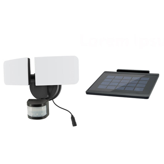 Arlec Solar Hybrid Powered Ketupa Twin Head Security Floodlight 1000 Lumens - Black - Weather Resistant – view 2 - Auzzistore