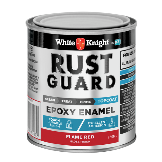White Knight Rust Guard Epoxy Enamel Paint 250ml Flame Red - UV Resistant, Durable - Auzzistore