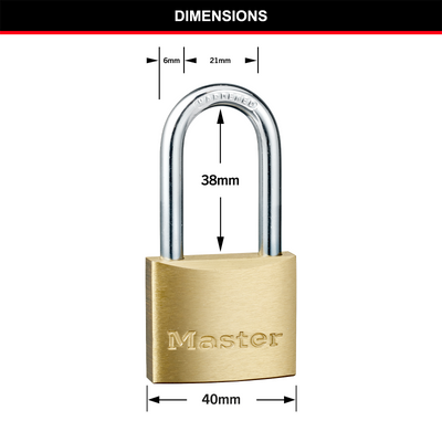 Master Lock 40mm Padlock - Brass Body - Hardened Steel Shackle - Durable