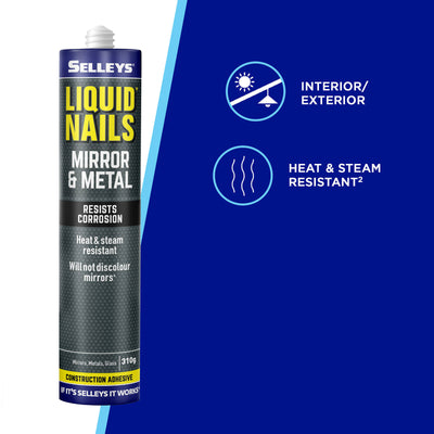 Selleys Liquid Nails 310g Mirror Metal Glass Adhesive - Silicone Polymer - Strong Bond