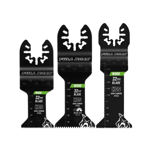 Full Boar Plunge Cut Multi Tool Blade Set - 3 Pieces - High Carbon Steel - 32mm & 38mm Blades - Auzzistore