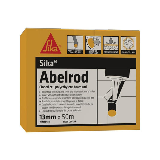 Sika Abelrod Gap Filler - 13mm x 50m - Polyethylene Foam - Weather Resistant - Auzzistore