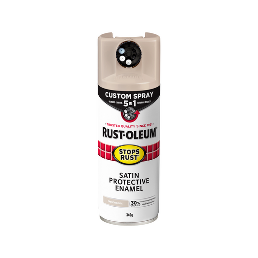 Rust Oleum 340g Satin Spray Paint - French Beige - 5 in 1 Custom Spray - Rust Protection - Auzzistore