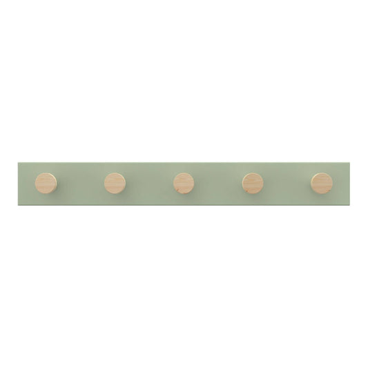 Mode 5 Timber Hooks - Hook Rack with 5 Hooks - 600mm - Green - Organise Accessories