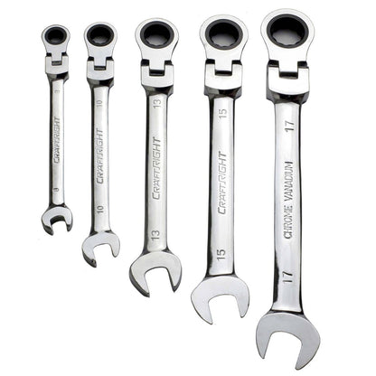 Craftright 5 Piece Flexible Ratchet Spanner Set - Steel - 8-17mm - Versatile
