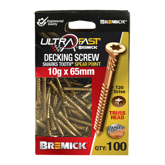 Bremick Ultrafast Truss Head Screws - 10g x 65mm - Stainless Steel 304 - 100 Pack - Quick Installation – view 2 - Auzzistore