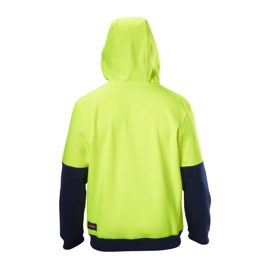 Hard Yakka Hi Vis Hoodie XL - Yellow Navy - Brushed Fleece - Pockets – view 2