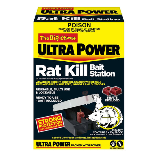The Big Cheese Ultra Power Rat Kill Bait Station 100g Secure Design - Auzzistore
