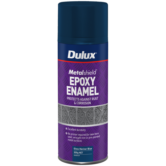 Dulux Metalshield Epoxy Enamel Gloss Spray Paint - 300g - Mariner Blue - Rust Protection - Auzzistore