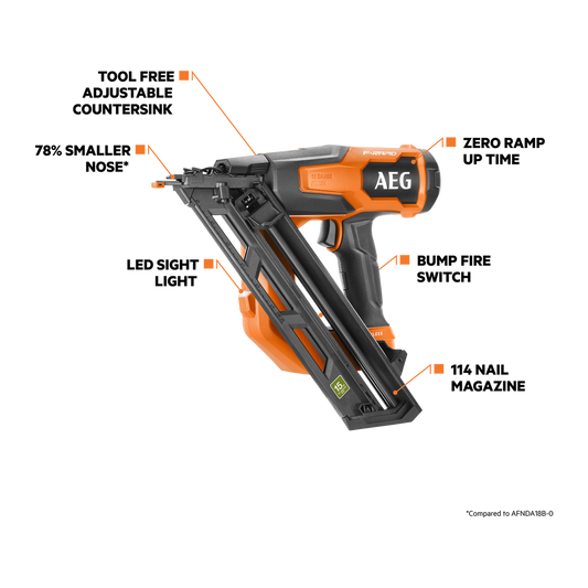 AEG 18V F-RAPID 15GA DA Angled Brad Nailer Skin - 110 Nails Capacity - 2.8kg – view 2
