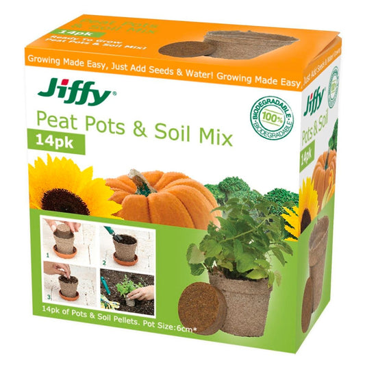 Mr Fothergill Jiffy Easy Starter Set 14 Pots Compressed Peat Easy Use - Auzzistore