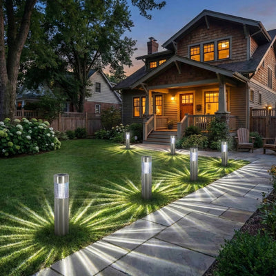 Click Aria Solar Bollard Light - 380mm - Stainless Steel - Outdoor Use