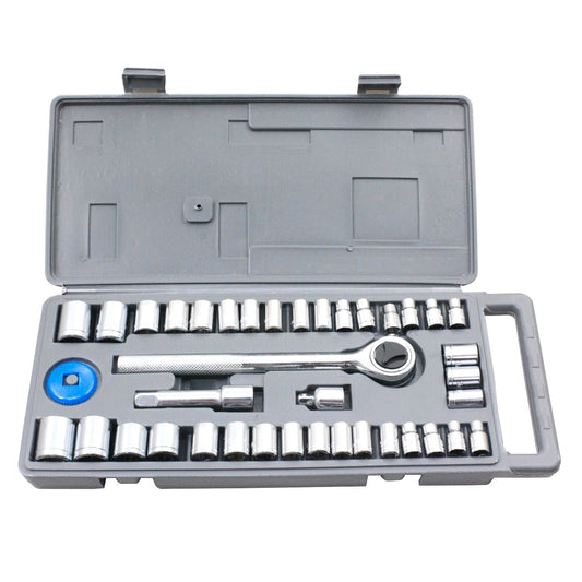 Craftright Socket Set - 1/4" & 3/8" Drive - Carbon Steel - 40 Piece - Auzzistore