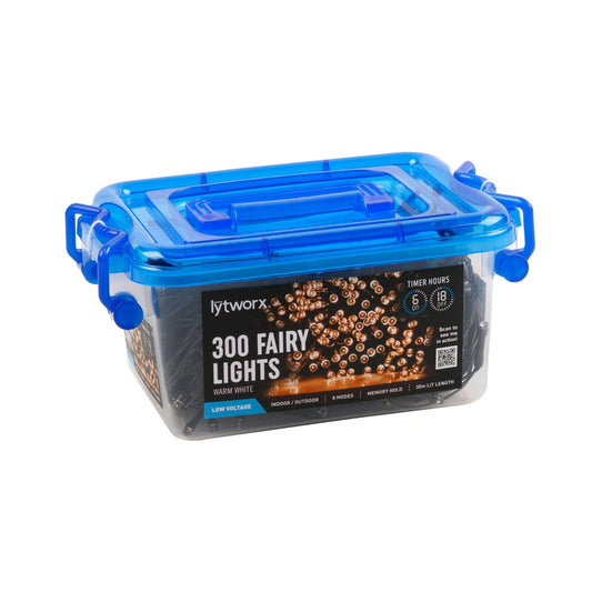 Lytworx 300 Warm White LED Fairy Lights - 30m - Indoor/Outdoor - 8 Modes - Auzzistore