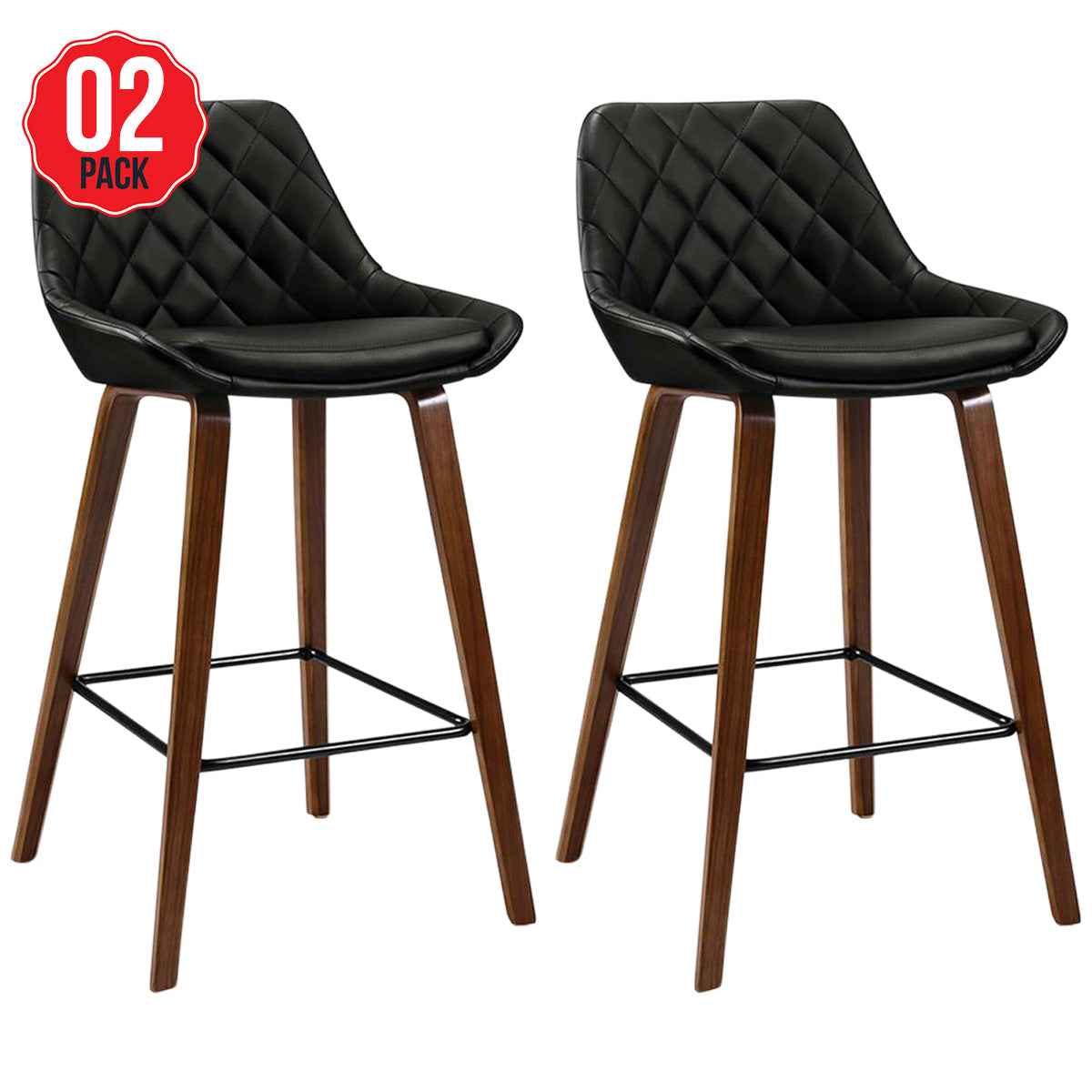 Artiss Ezio Black Barstools 2 Piece