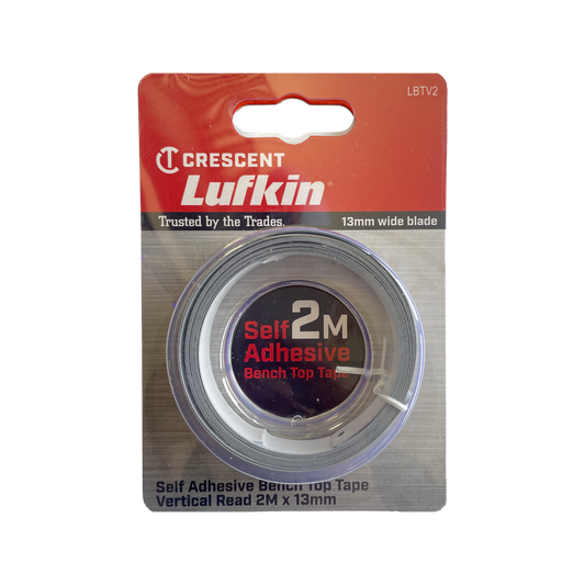 Crescent Lufkin Self Adhesive Bench Top Tape 2m x 13mm - Steel - Silver - Accurate Measurements – view 2 - Auzzistore